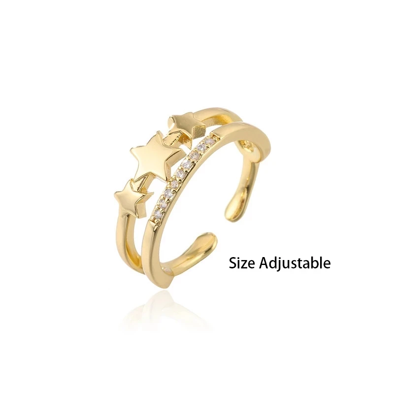 

OEING 2021 New Arrival Gold Color Star Shape Ring For Women Girl Fashion AAA+ CZ Female Wedding Jewelry Engagement Gift