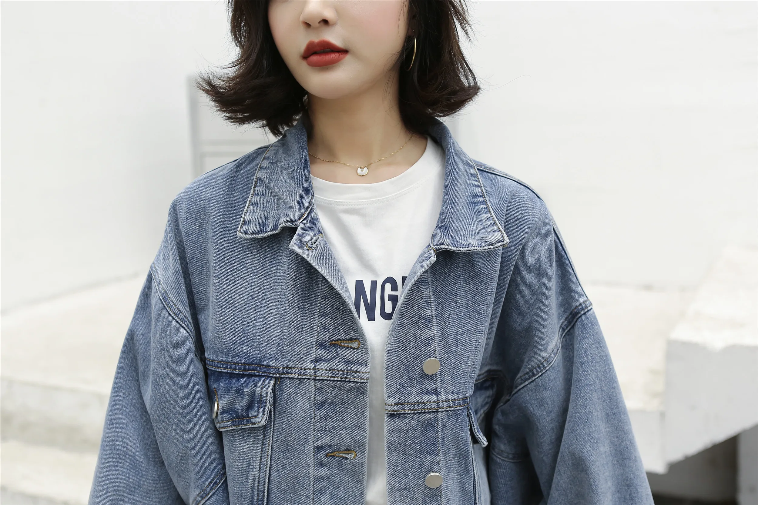 

Long Sleeve Jeans Coat Women Jackets Button Up Tops Lapel Korean Jackets 2021 Autumn Denim Jacket Office Casual Jeans Jacket