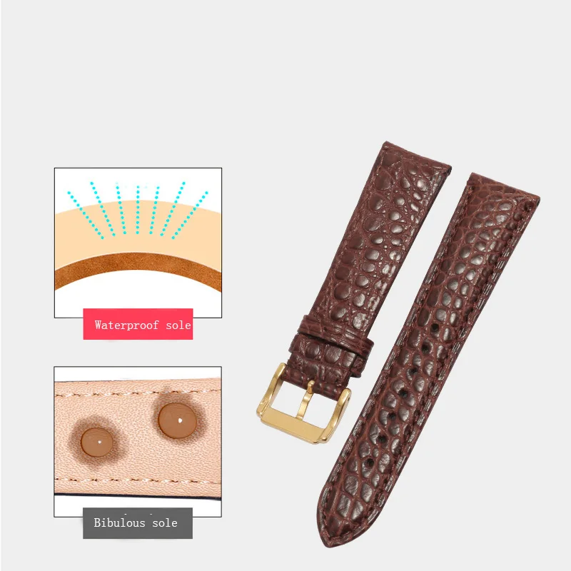 Ремешок двусторонний из крокодиловой кожи для наручных часов качественный