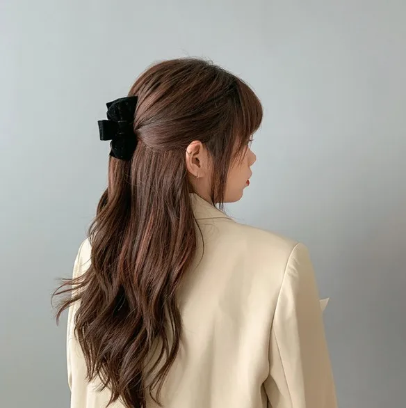 

New Arrival Fashion Women Solid Black Color Bow Hair Claws Girl's Lovely Korean Style Hair Clip Hairpin Elegant Hair Accessories