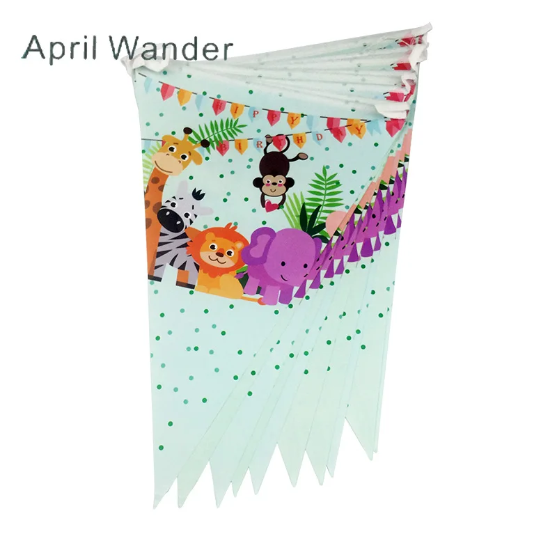 10 флагов/упаковка бумажные флажки с изображением слона/жирафа/льва|Флажки