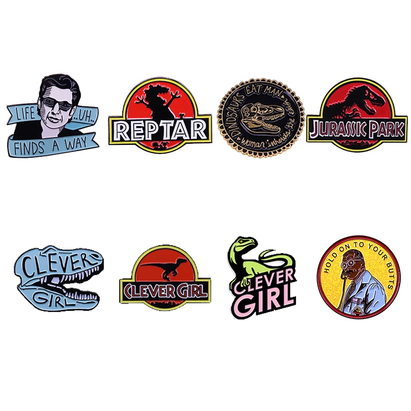 

Jurassic Park Badges Clever Girl,Jeff Goldblum,Ray Arnold Enamel Pin Feminism Feminist brooch Dinosaur Survive adventure jewelry