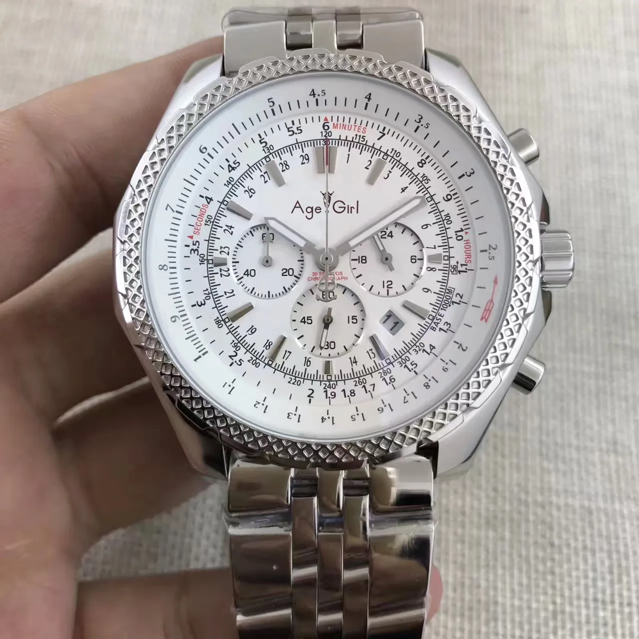 

Classic New Men Chronograph Stopwatch Watch Black Blue White Leather Stainless Steel Sapphire Limited Watches AAA+