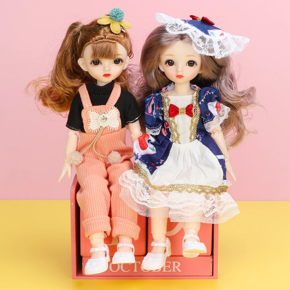 

1/6 Bjd Doll With White Skin ,Glossy Smile Cute Kawaii Face Lolita Clothes Nude Moveable Joint Body 12 Inches Doll Toys For Girl