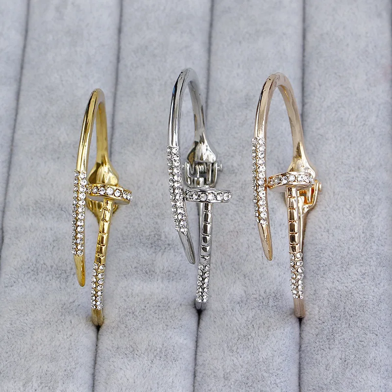 

LISMFashion new hot sale metal inlaid zircon ladies open bracelet simple atmosphere popular jewelry