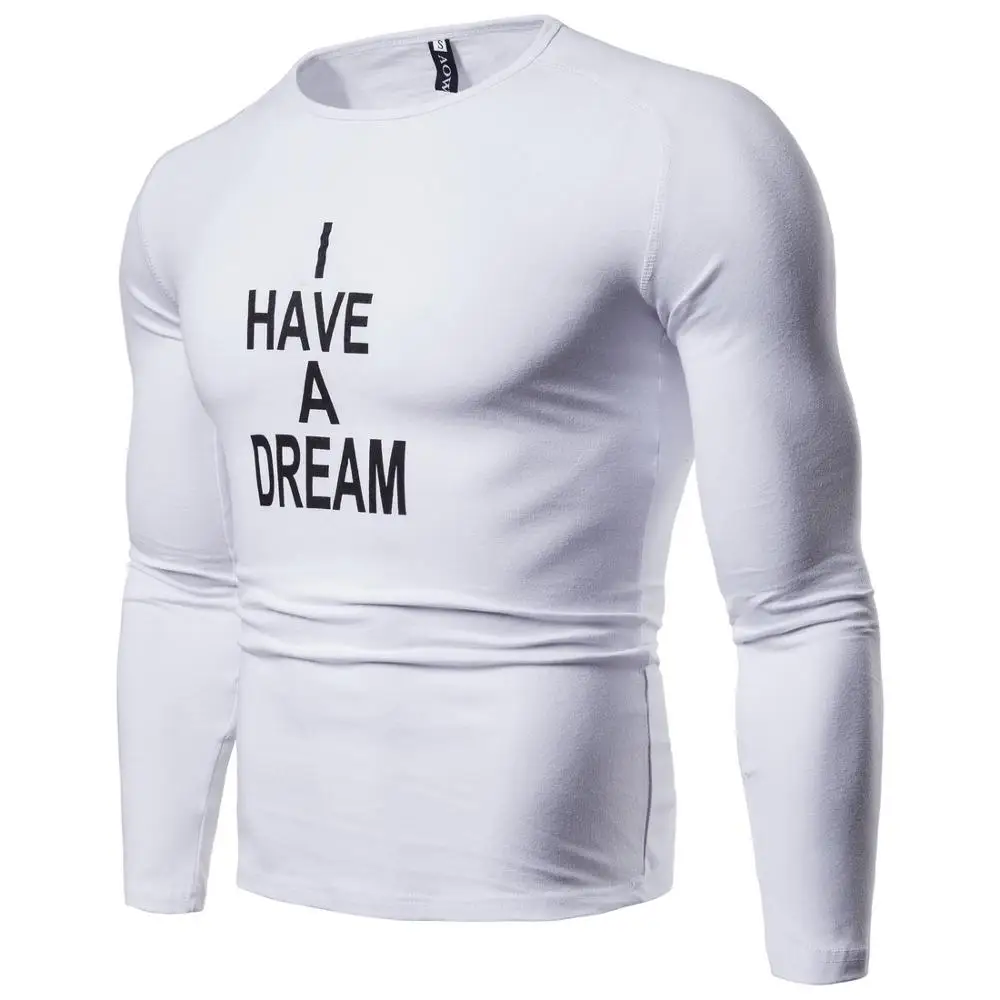 Мужские футболки с длинным рукавом из чистого хлопка повседневная мужская