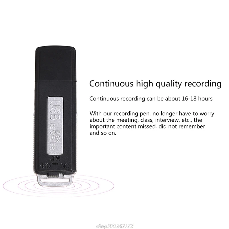 Миниатюрный Перезаряжаемый USB-накопитель 8 ГБ диктофон для записи 70 часов
