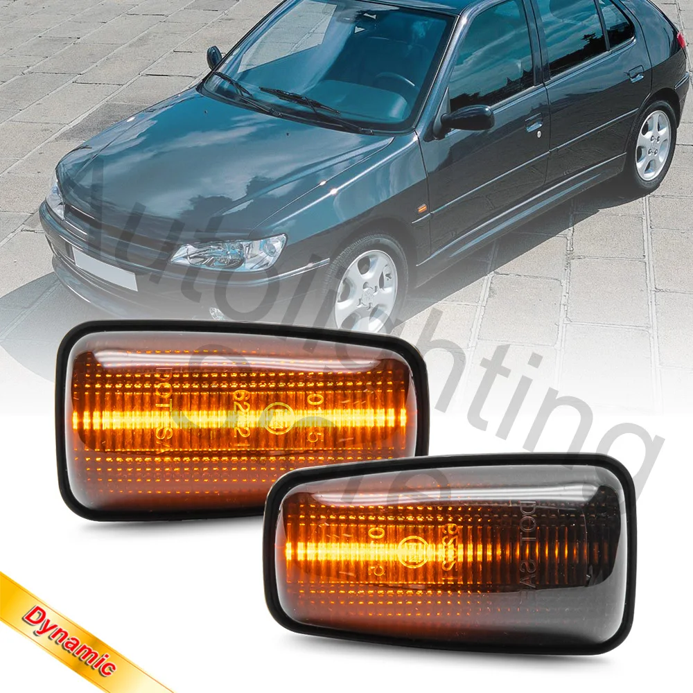 

2x For Peugeot 106 306 406 806 Expert Partner 97-02 Dynamic Led Amber Side Marker Turn Signal Indicator Light Lamps