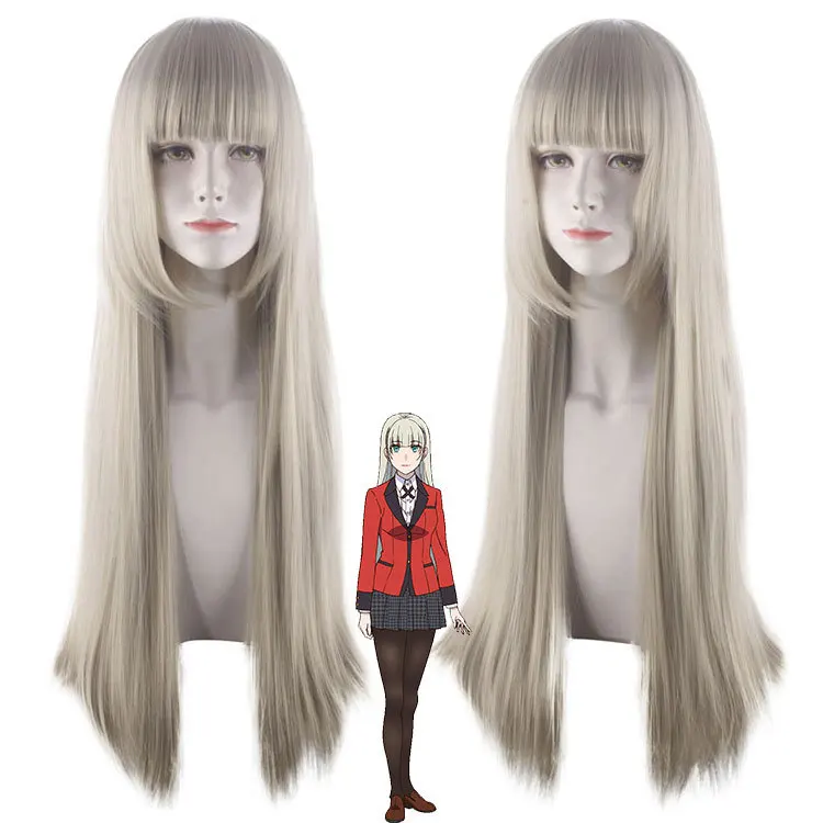 

80CM Kakegurui xx Momobami Ririka Cosplay Wig Women Grey Long Straight Heat Resistant Hair Anime Costume Party Wigs
