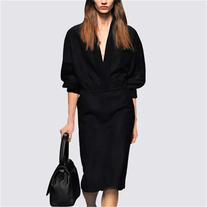 Женское платье-рубашка с V-образным вырезом и рукавом 2020 | Женская одежда