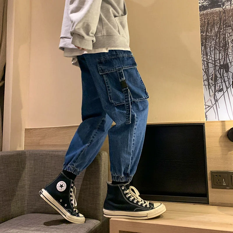 

Retro Pocket Jeans Men Male Loose Trend Brand Overalls Harem Pants Four Seasons All-match Casual Hiphop Jeans Oversize Jean