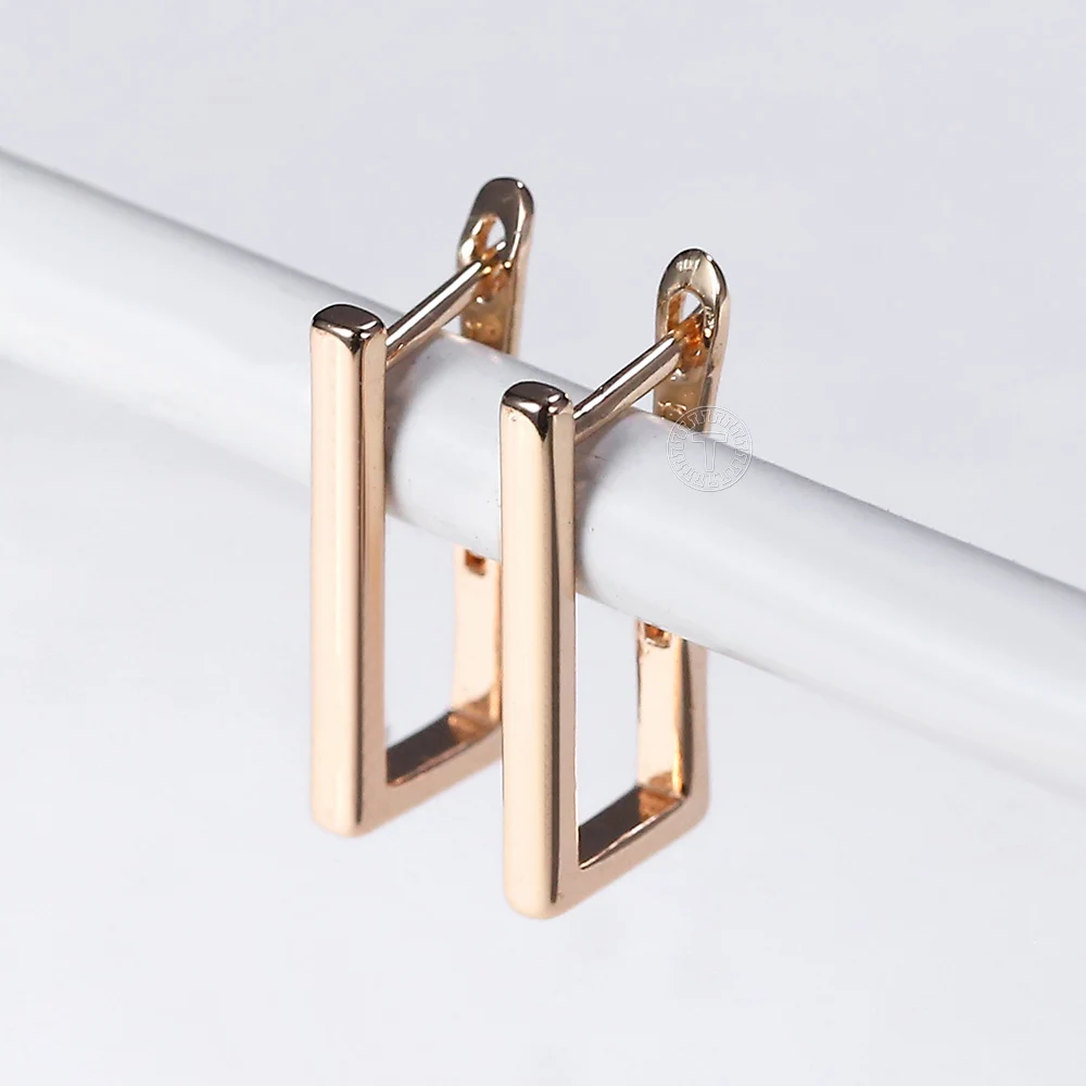 Изящные милые серьги-подвески из розового золота 585 пробы простые для женщин и