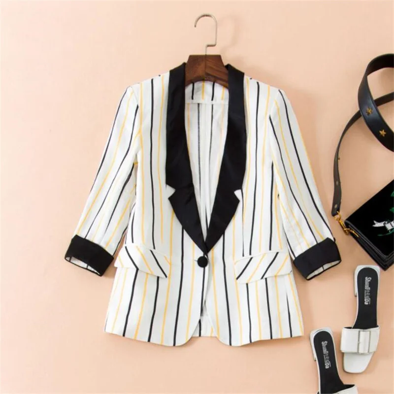 2021 new blazers women's silm suits trendy striped single button temperament jaqueta masculina fashion пиджак мужской