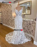 boho mermaid lace wedding dresses backless bohemian bridal gowns robe de mariee
