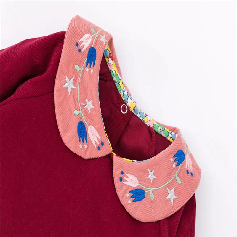 Jumping meters New Cotton Corduroy Princess Girls Dresses for Autumn Winter Kids Pockets Animal Applique Collar Fashion Dress | Детская