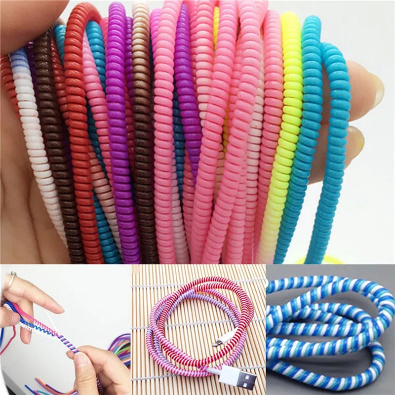 

1/10Pcs/lot Desk Cable Organizer Spiral USB Data Charger Cable Cord Protector Wrap Cable DIY Winder For IPhone For Samsung HTC