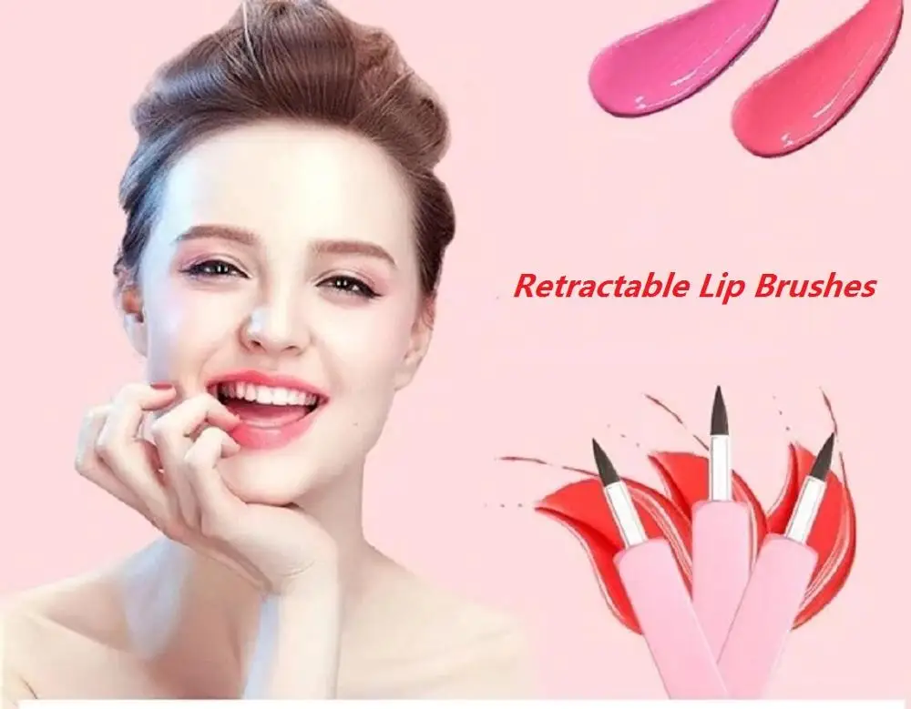 

3pcs Retractable Lip Brush Lipstick Lipbrush Beauty Portable Make Up Tool Mini Lip Liner Ramdom Color brochas maquillaje