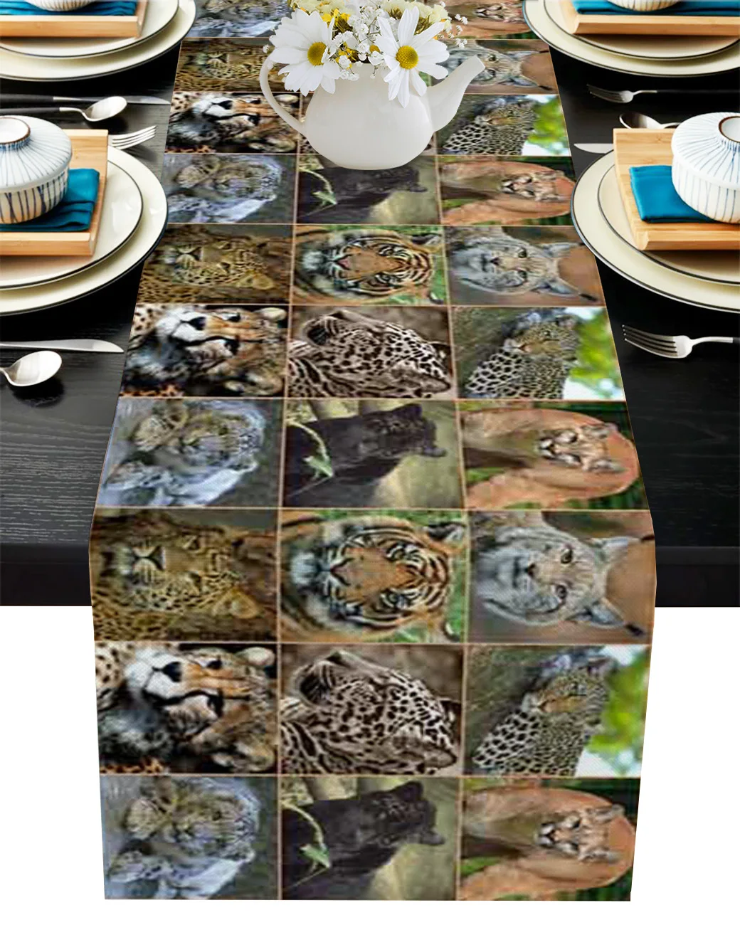

Животное тигр леопард лев настольная дорожка свадебное украшение стола обеденный стол Декор салфетки Рождество Декоративная скатерть
