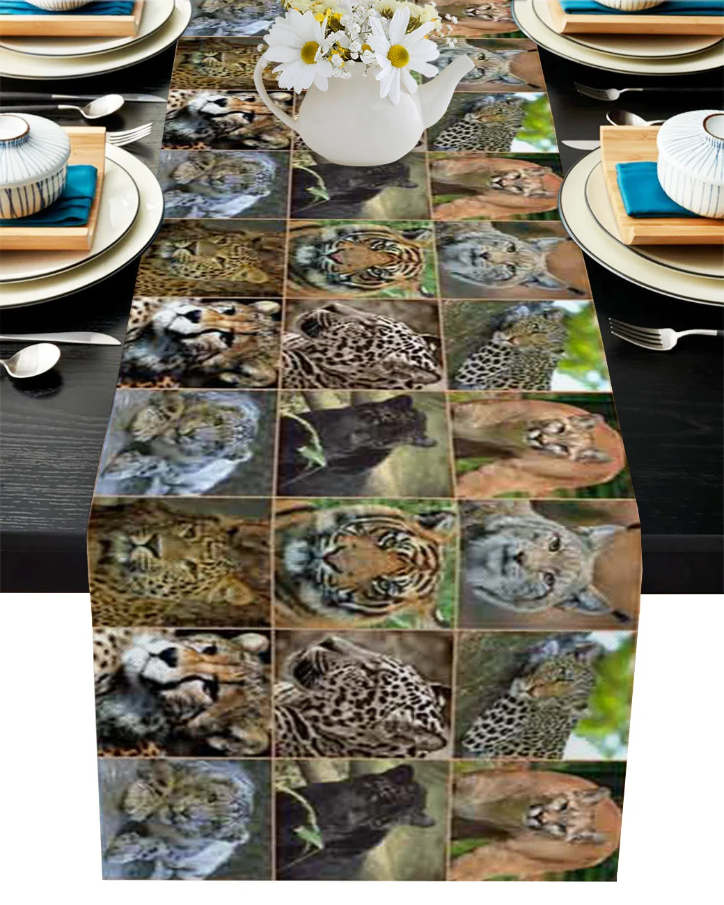 

Animal Tiger Leopard Lion Table Runner Wedding Table Decoration Dining Table Decor Placemat Christmas Decor Tablecloth