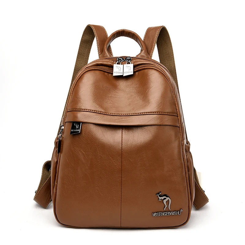 

Backpack Soft Leather Shoulder Bags For Women 2020 Multi-Function Travel Bagpack Female Preppy School Backpacks For Teenage Girl