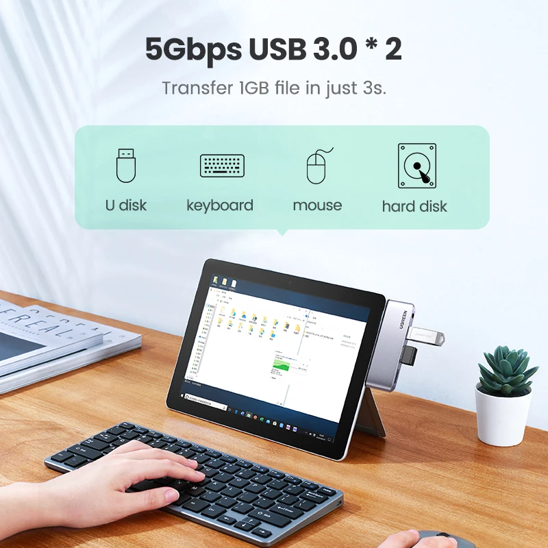Док станция UGREEN для Microsoft Surface Go 2/1 USB C на 3 0 4K HDMI 5 мм|USB-хабы| |
