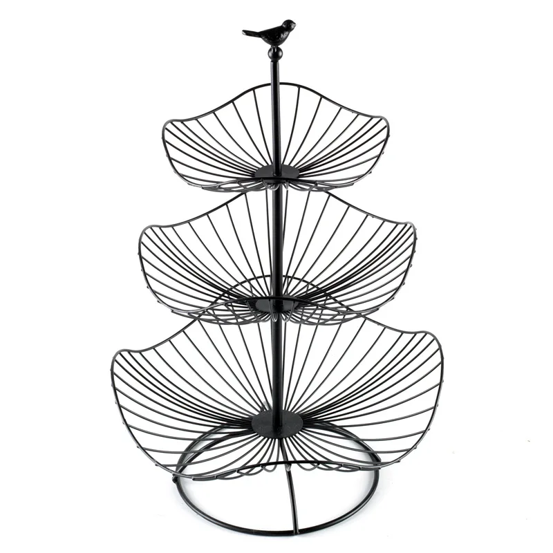 

Creative Three Layer Storage Basket Fruit Dish Kitchen Home Bowl Detachable Metal Cake Stand Decorative Dessert Holder Organizer