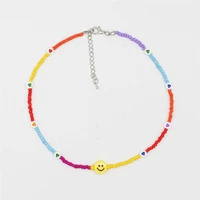 bohemia handmade rainbow beads personality random color heart choker necklace womens fashion smiley clavicle collares jewelry