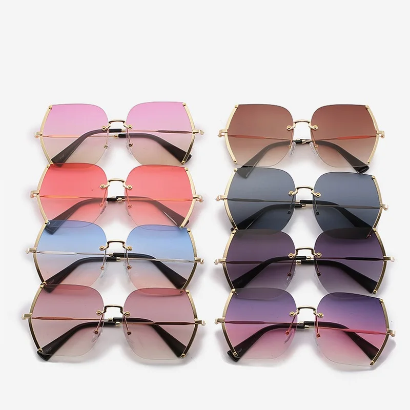 

Unisex Fashion Oversized Sunglasses Women Famous Design Shades Rimless Sun Glasses Female Square zonnebril dames Face-lift UV400