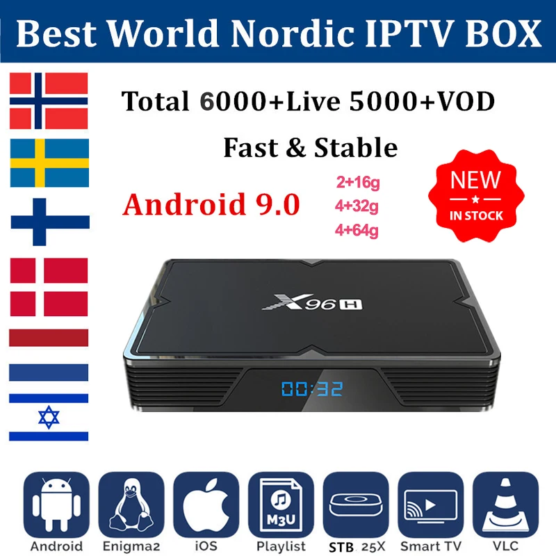 X96H Iptv скандинавские Нидерландов Швеции Noway Finland Israel 1 ano 4 Гб 64 Гб ТВ коробка android 9,0 iptv m3u подписка x96mini plus