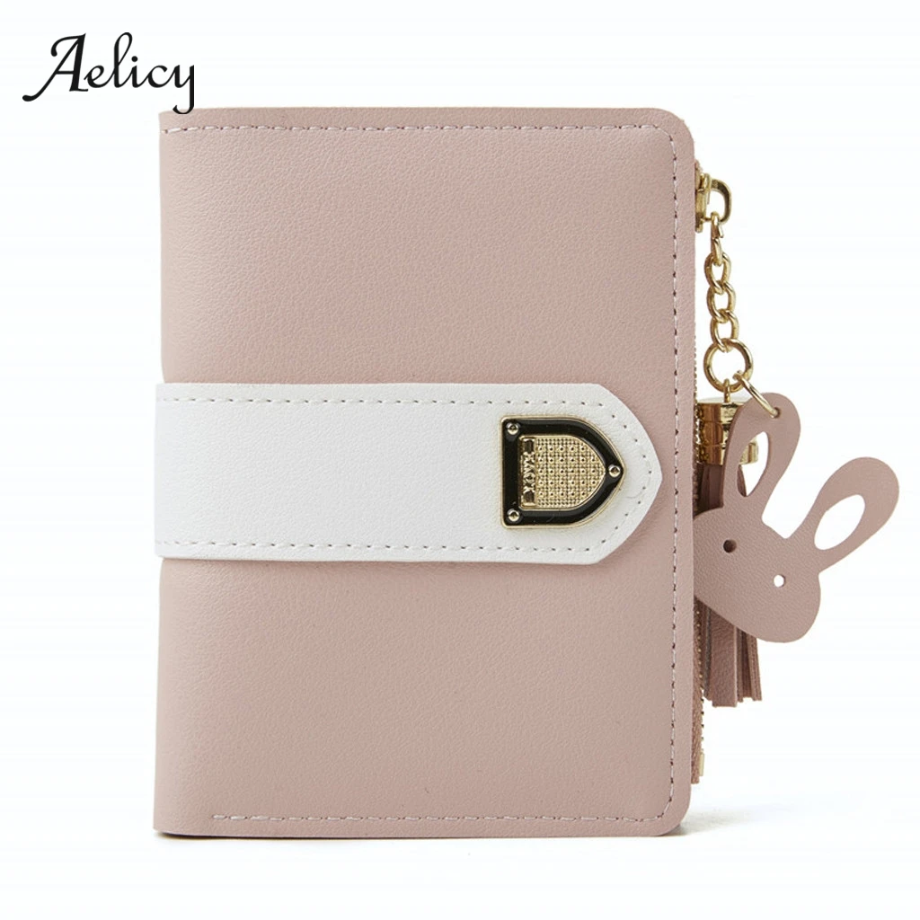 Aelicy женский кошелек с кисточками Маленький милый кожаный короткий на молнии