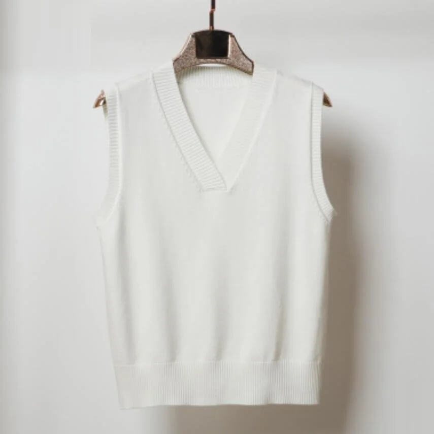 

2020 Spring Autumn Winter Women Knitted Sweater Sleeveless Women Loose Vest Ladies V-Neck Pullover Jumper Tops Pull Femme JW9799