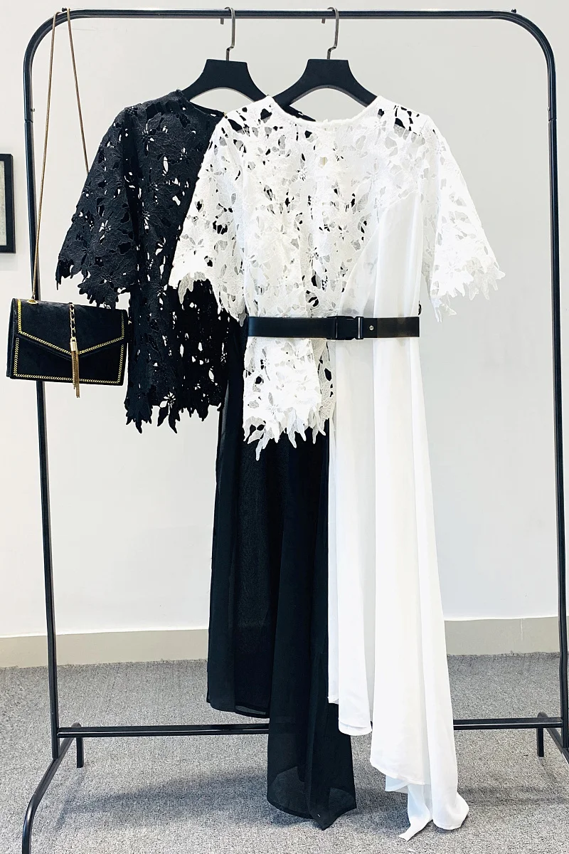 Женская Асимметричная шифоновая блузка праздничные пляжные топы с кружевом