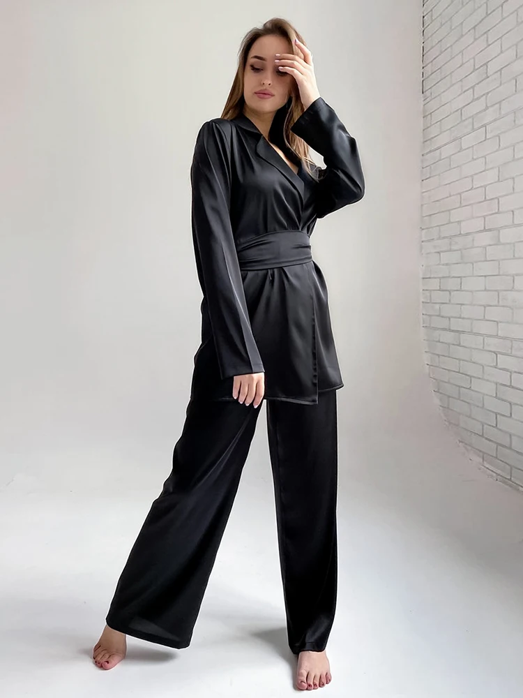 

Women's Nightgown Turn Down Collar Pijama Sleepwear Long Sleeve Autumn Suit Robe Sets Peignoirs For Women Nightwear Home Pajama