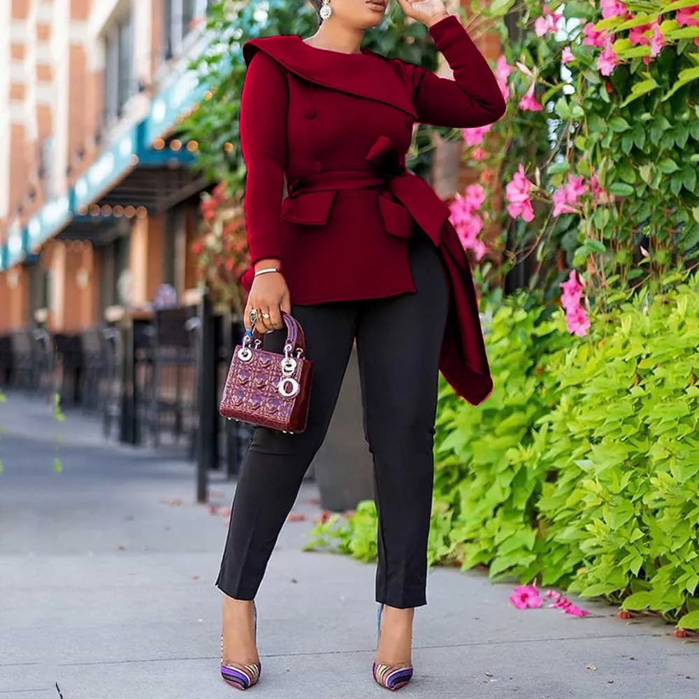 Осенняя африканская женская блузка топы 2019 зимняя Асимметричная Офисная Женская