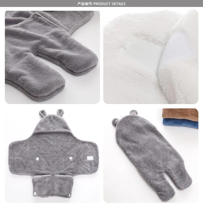 Спальный мешок для новорожденных зимний теплый спальный малышей однотонная