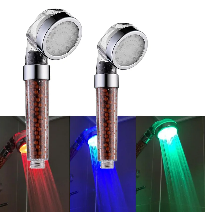 3 Colors LED light Shower Head Temperature control High Pressure Rainfall Water Saving Hand Bathroom Spa Showerhead accessories |