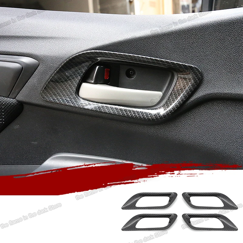 lsrtw2017 carbon fiber abs car door inside handle frame trims for honda fit 2014 2015 2016 2017 2018 2019 3 jazz sport auto | Автомобили и