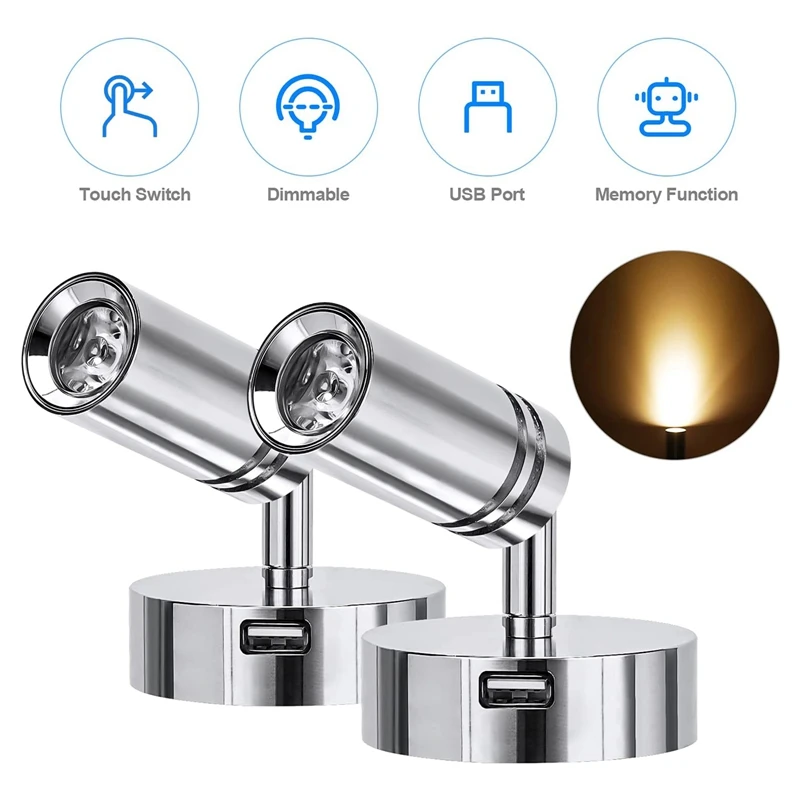 

Светодиодные лампы для точечного освещения RV, 12 В, внутреннее освещение, контактный диммер, переключатель с USB-разъемом для фургона, лодки, А...