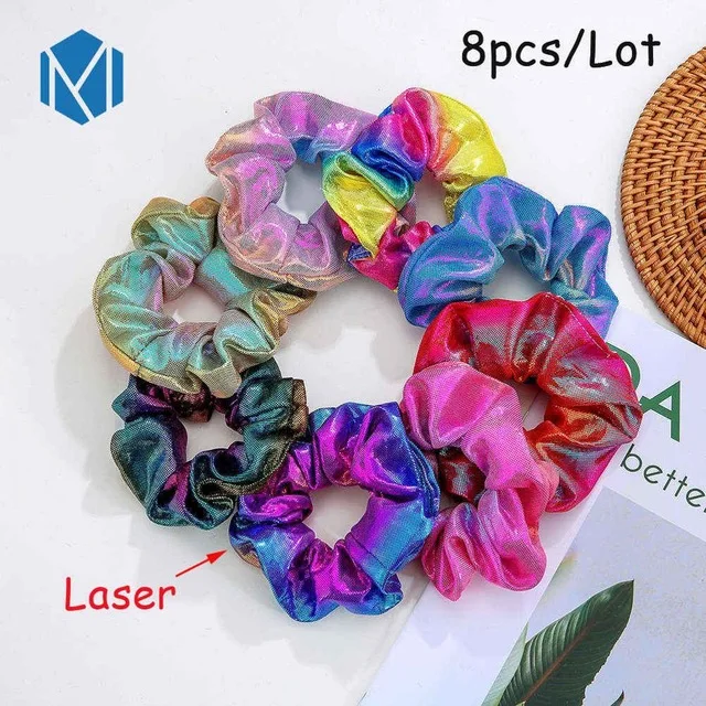 8pcs 1 шт. блестящая металлическая эластичная резинка для волос с лазером для женщин и девочек, резинки для волос, держатель для конского хвоста, повязка на голову, аксессуары для волос - Цвет: 8pcs