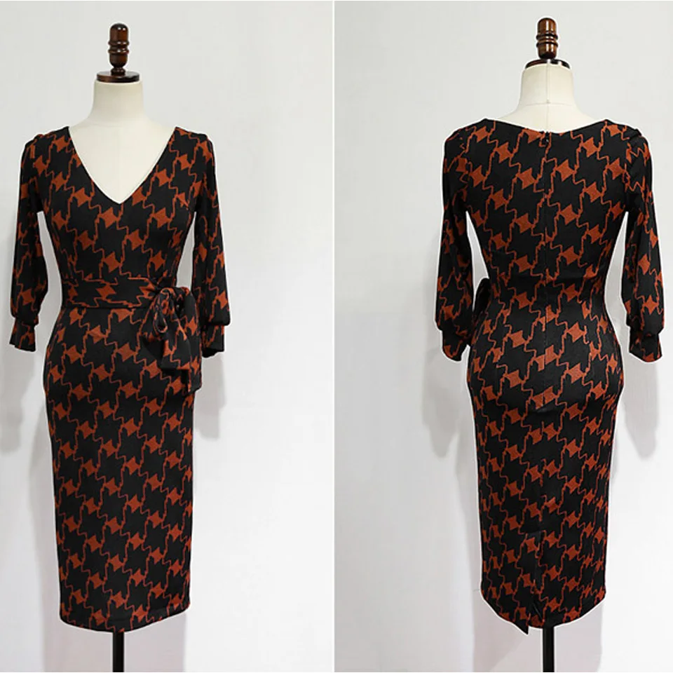 Женское элегантное офисное платье карандаш праздвечерние чное с V образным