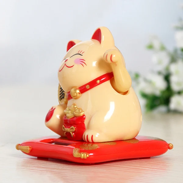 Waving Hands Lucky Cat Wealth Fortune Ornament for Home Office Checkout Counter Decor AUG889 | Дом и сад