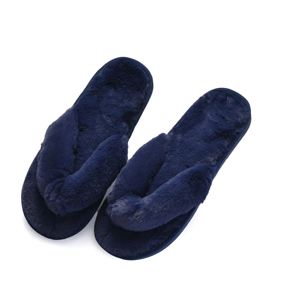 

New autumn and winter Winter Fashion Women Home Slippers Faux Fur Warm Shoes Woman Slip on Flats Female Fur Flip Flops