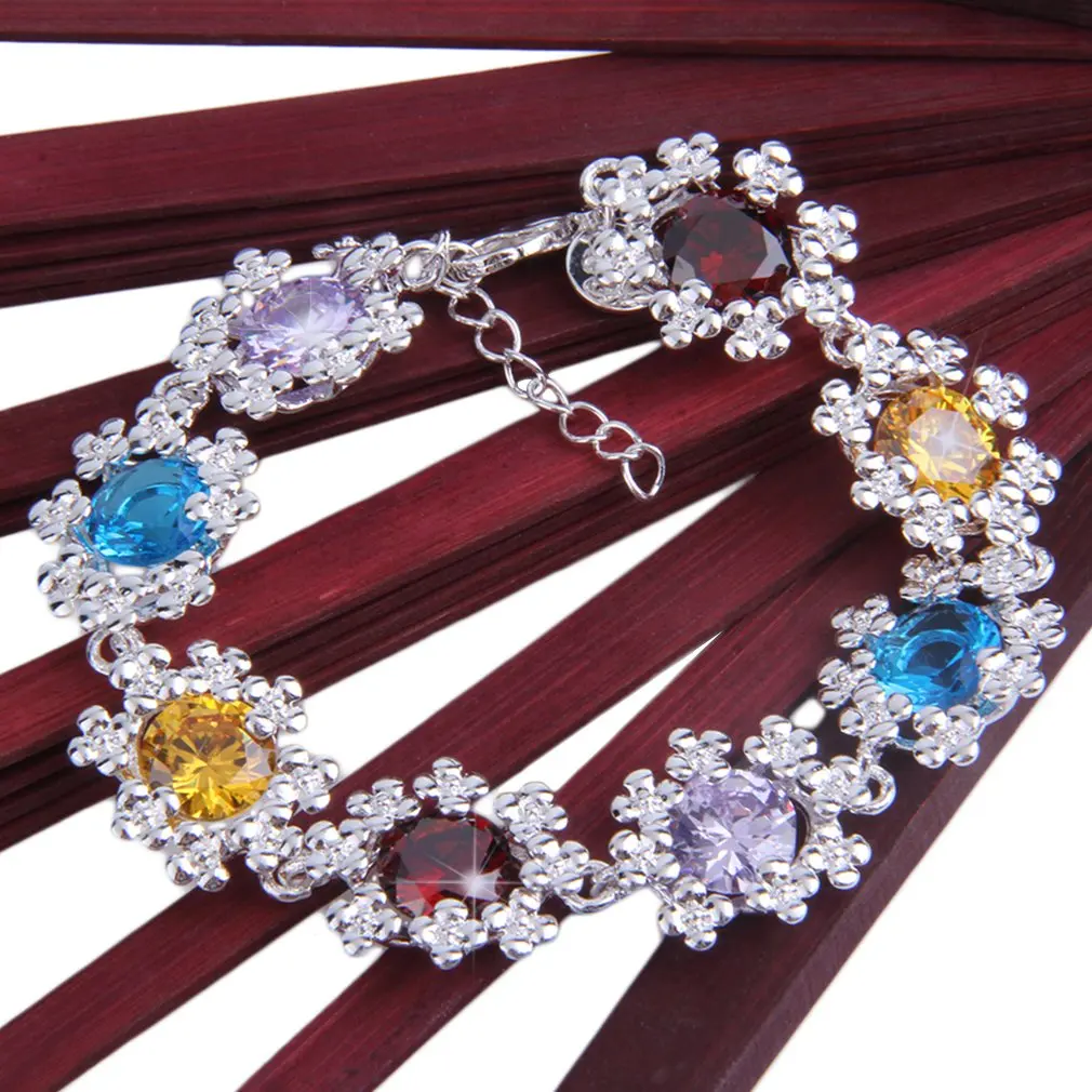 Big Sale Colorful Rhinestone Flower Cluster Midnight Reverie Statement Charms Bracelet | Украшения и аксессуары