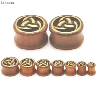 leosoxs 2pcs hot sale hollow wood auricle expander auricle rod copper double sided speaker piercing jewelry