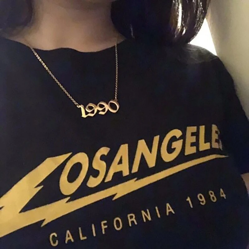 Женская Длинная цепочка под заказ золотистая с цифрами подарок на день рождения