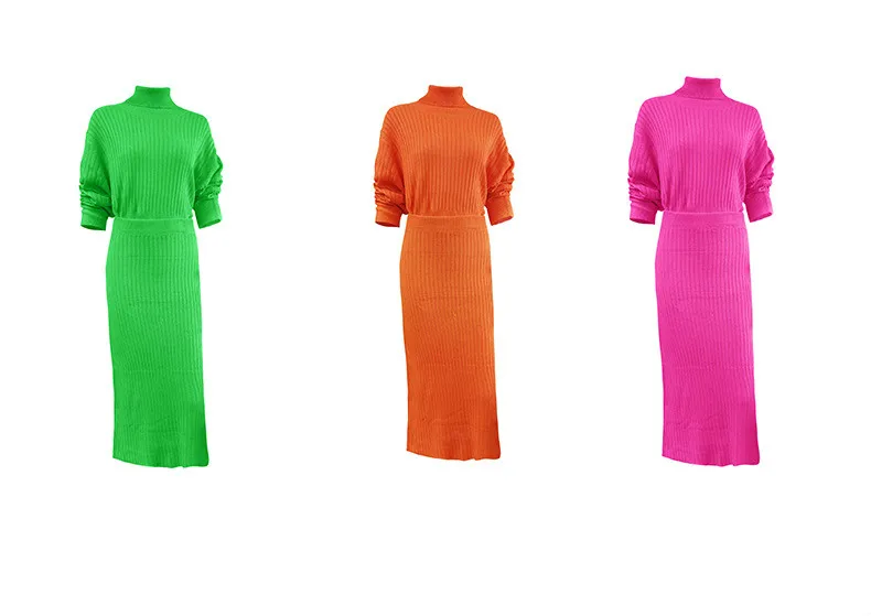 2019 осень зима женский свитер комплект из 2 предметов Женский пуловер платье