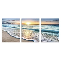 3 panel beach canvas wall art for home decor blue sea sunset white beach painting the picture print on canvas seascape
