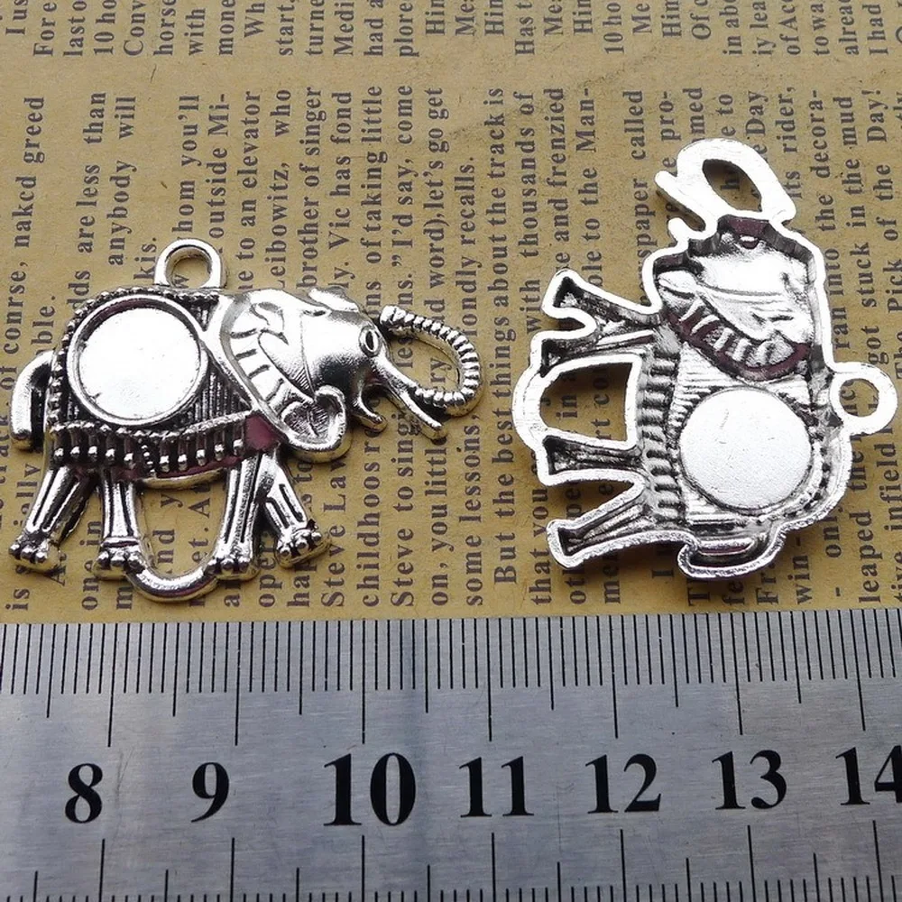 

50pcs Elephant Charms 41mm x 32mm DIY Jewelry Making Pendant antique silver color