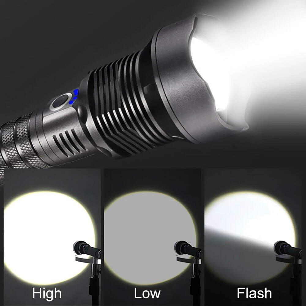 en Ucuz XHP90 LED El Feneri Yakınlaştırma USB şarj Edilebilir Ultra Güçlü Torch 18650 El ışık Açık Taktik El Feneri Dropshipping