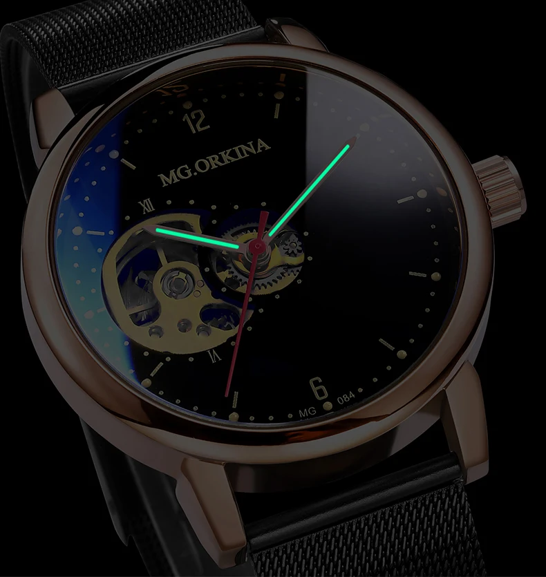 Reloj Hombre автоматические часы мужские s модные спортивные из нержавеющей стали сетки Группа скелет механические наручные часы для мужчин